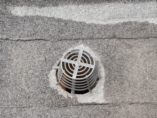 Flat Roof Drain on Commercial Roof
